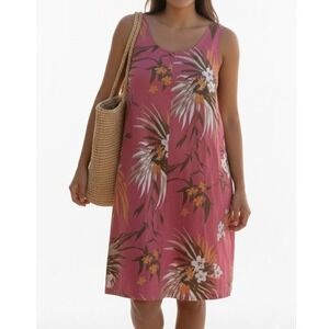 J. Jill Linen XL Floral Summer Dress Resort Pocket Boho Hippie Beachy Coral
